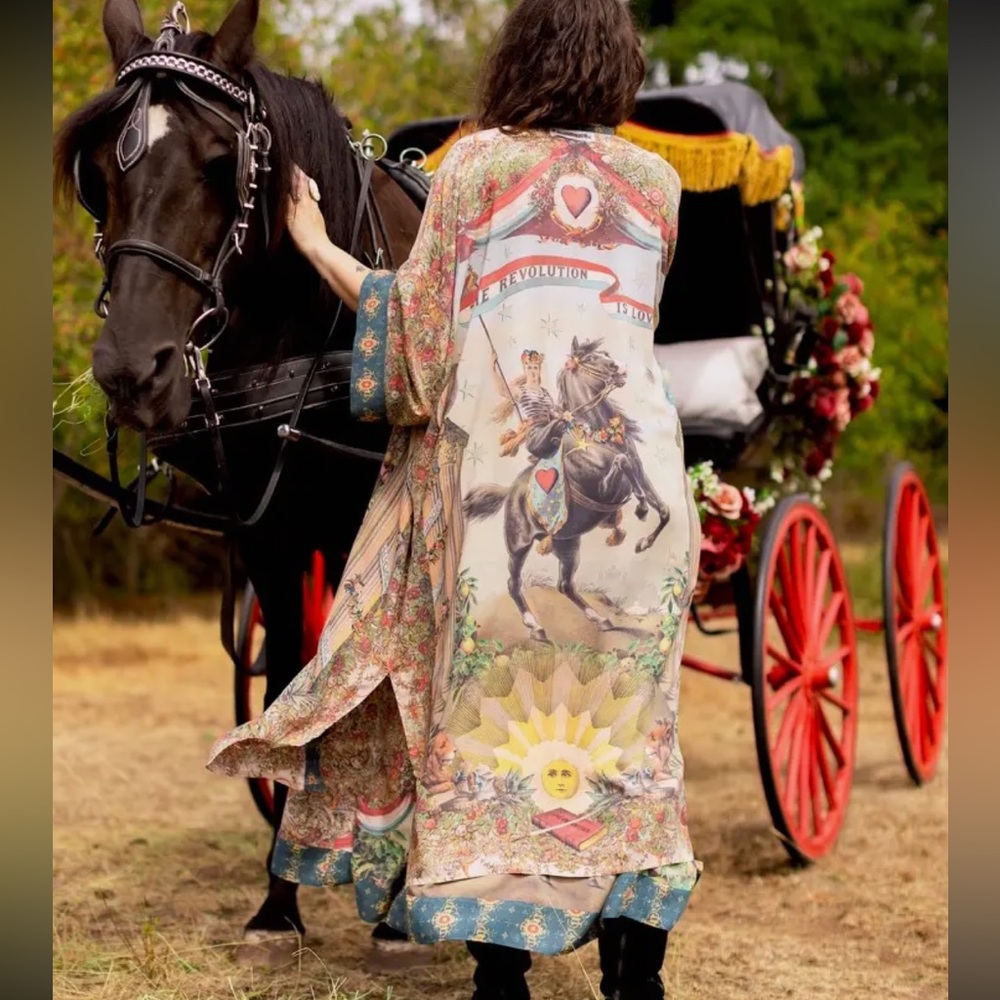 LOVE REVOLUTION OPERA DUSTER FULL LENGTH by Market of Stars Kimono robe w/ belt - Picture 2 of 16